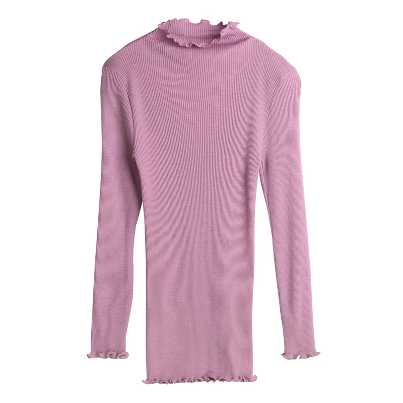Women Wool Pullovers 100% Long sleeved Turtleneck Sweater for Rib Knits wear 2021 FALL Winter Bottoming shirt Black | Женская одежда