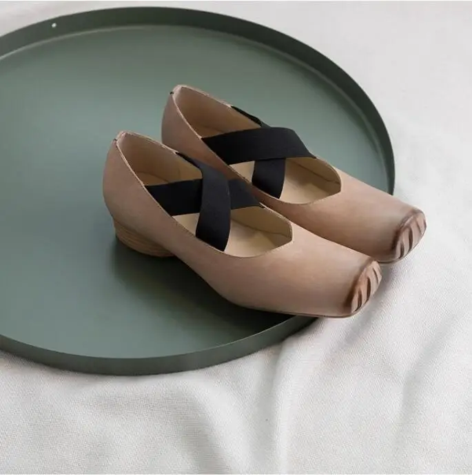 Женские винтажные балетки коричневые кожаные туфли на плоской подошве | Обувь