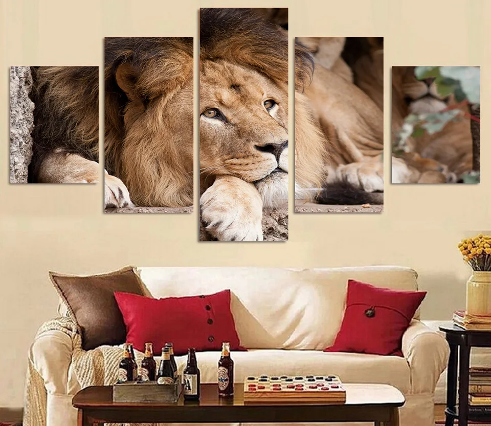 Горячая Распродажа HD Печать лев кошка морда грива взглиад живопись холст печать