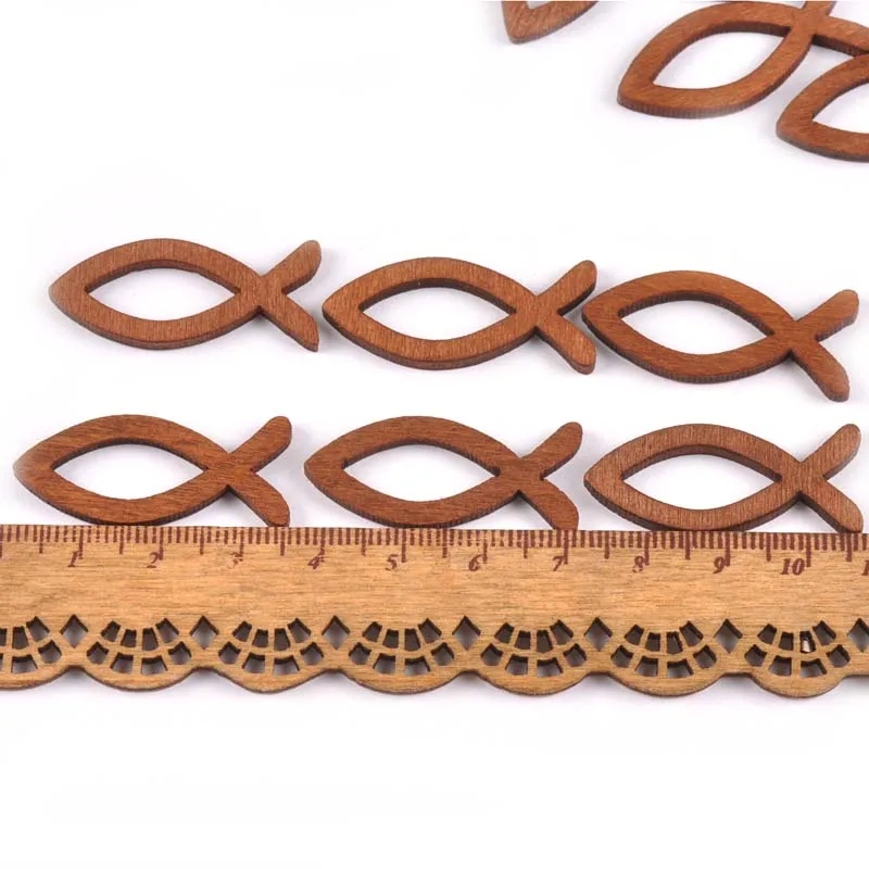 Коричневые деревянные поделки в форме рыбы для рукоделия скрапбукинг ручной