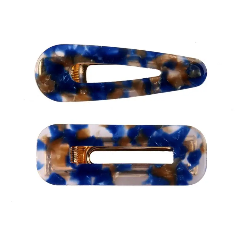 Q 2PCS Acrylic Resin Hair Barrettes Alligator Hair Clips,1pcs Hair Clips Marble Pattern Hairpins Geometric Alligator Clips for Wo - Цвет: Q