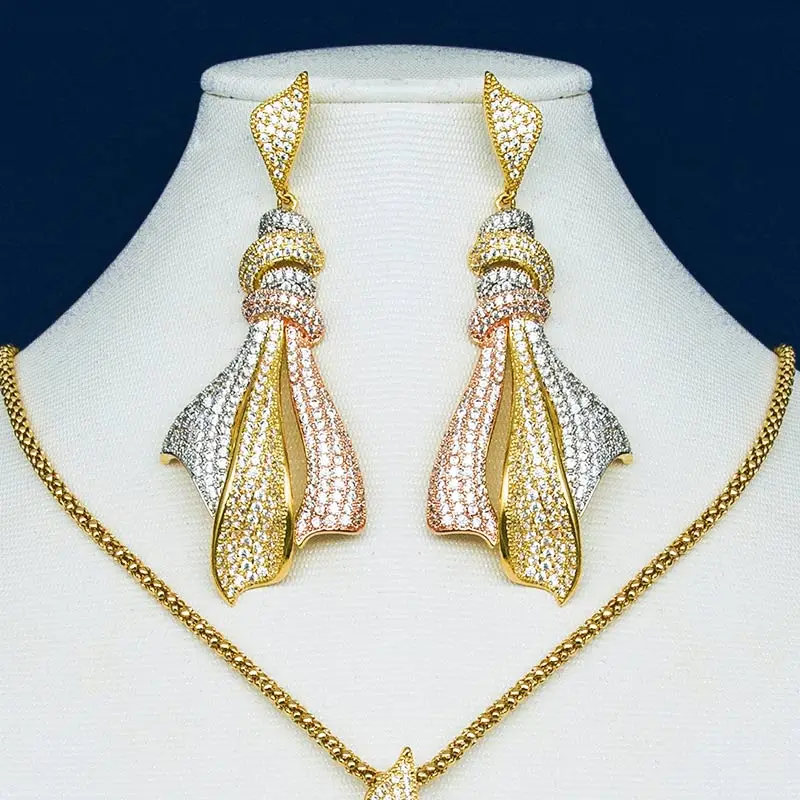 Новинка роскошный свадебный комплект из 3 тонов страз металлическое медное