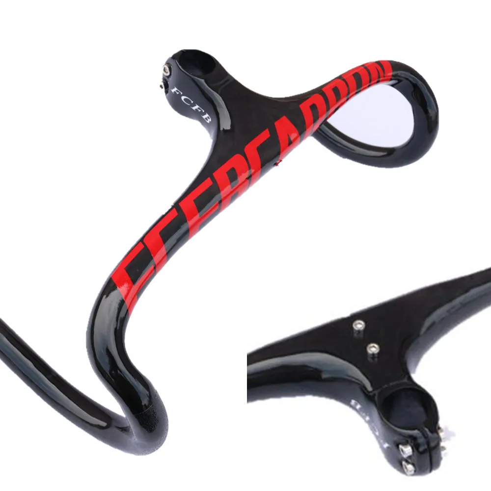 УГЛЕРОДНЫЙ руль FCFB для дорожного велосипеда Интегрированные Рули шоссе с