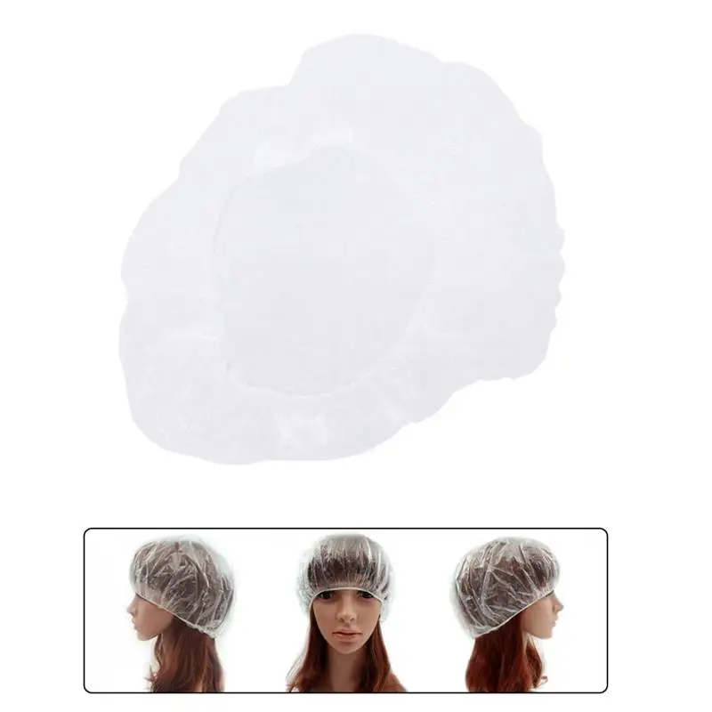 100 шт. одноразовые прозрачные колпачки для волос душа эластичные купания спа