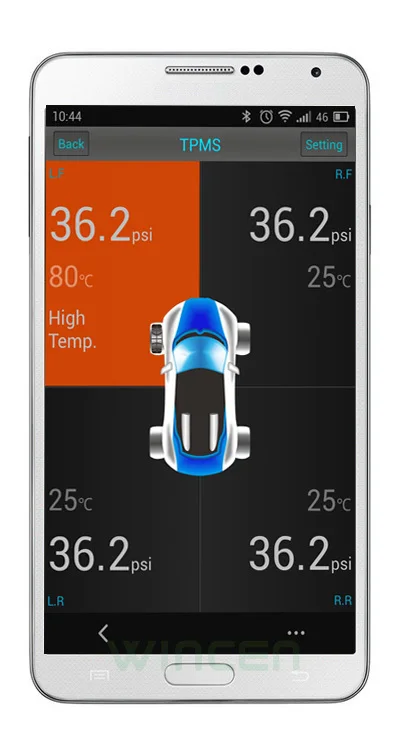 Беспроводная система контроля давления в шинах TPMS Android Bluetooth внешняя поддержка