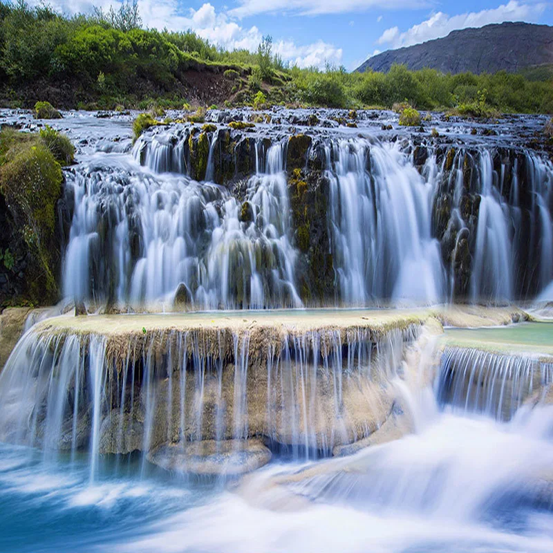 3D обои водопады природа пейзаж фото настенные фрески гостиная ТВ диван фон