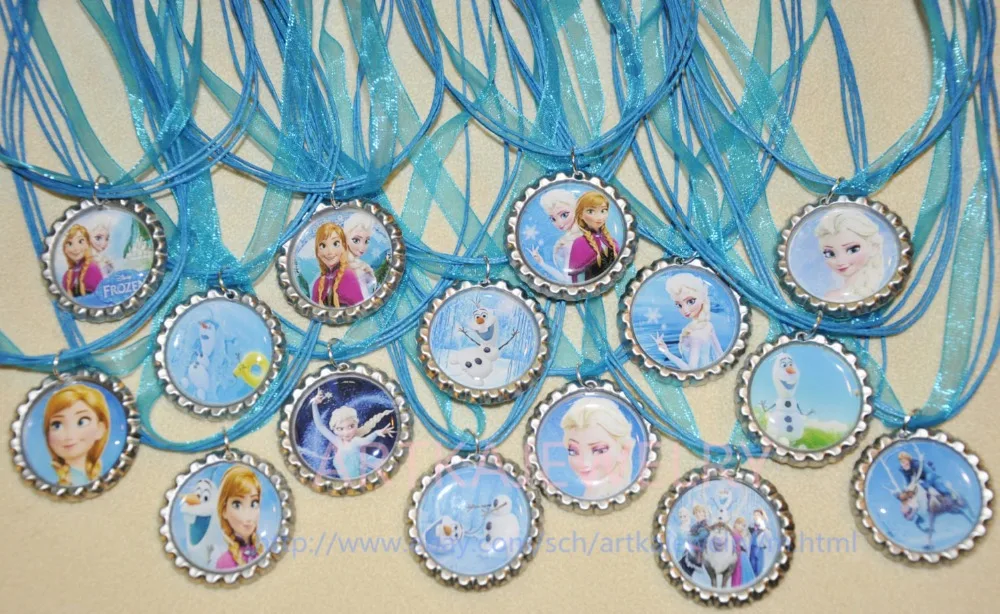 Набор из 30 ожерелий с лентой органзы в стиле Эльзы и Анны RB028|ribbon necklace|organza necklaceset