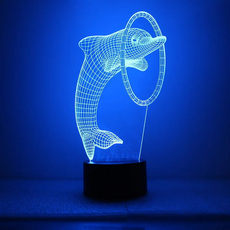 

3D illusion Led night light 7colors dolphin lamp table novelty products christmas lights with touch button children night light