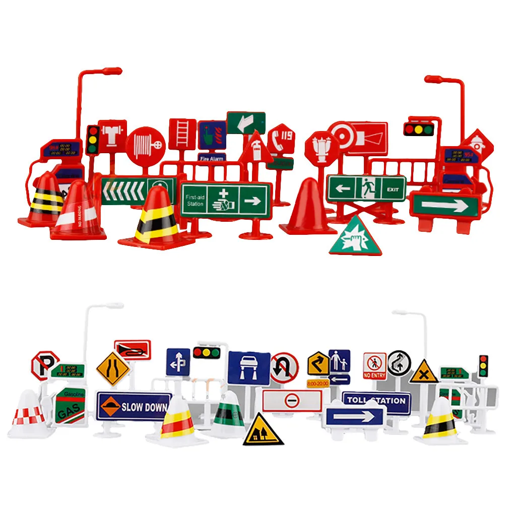 28 шт. автомобильные игрушки Аксессуары транзитная дорога знаки дети играть
