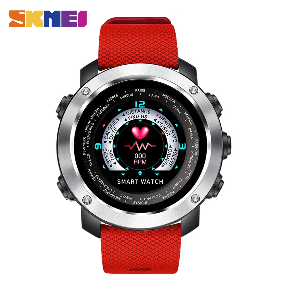 SKMEI 3D UI цифровой Смарт-часы Для мужчин спортивные часы Smartwatch сердечного ритма калорий дистанционного Водонепроницаемый Наручные Мужской Relogio Masculino W30 - Цвет: W30A08