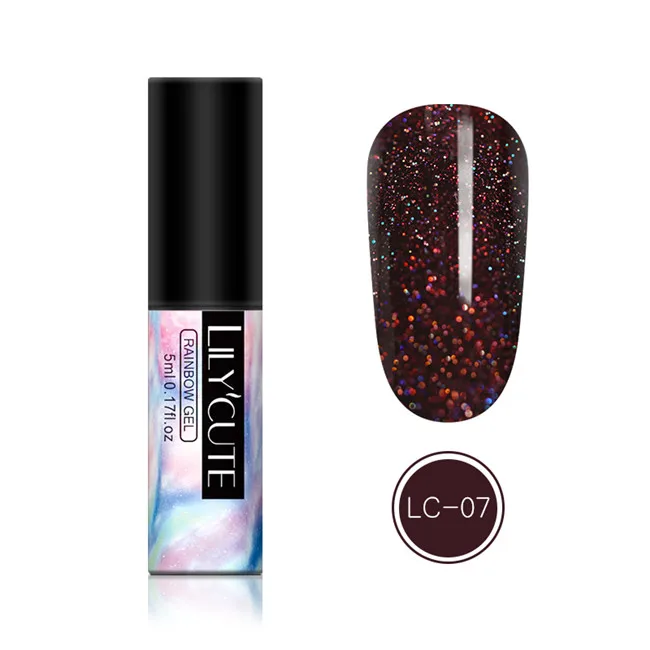 rainbow 7 LILYCUTE 5ml Color Gel Polish Holographic Colorful Glitter Sequins UV Soak Off Long Lasting Gel Polish Nail Art Varnish - Цвет: rainbow 7