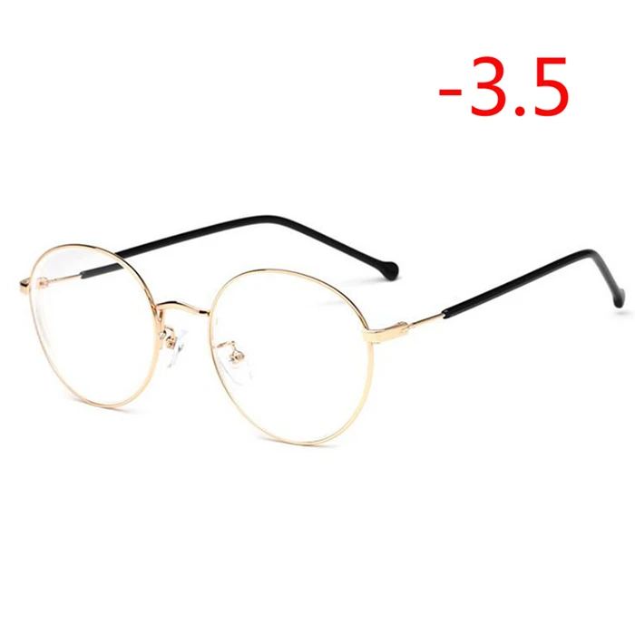 Myopia 350 Женские Мужские очки для близорукости с градусом Ретро Золотая оправа овальные готовые очки для близорукости-1,0-1,5-2,0-2,5 до-4,0 - Цвет оправы: Myopia 350