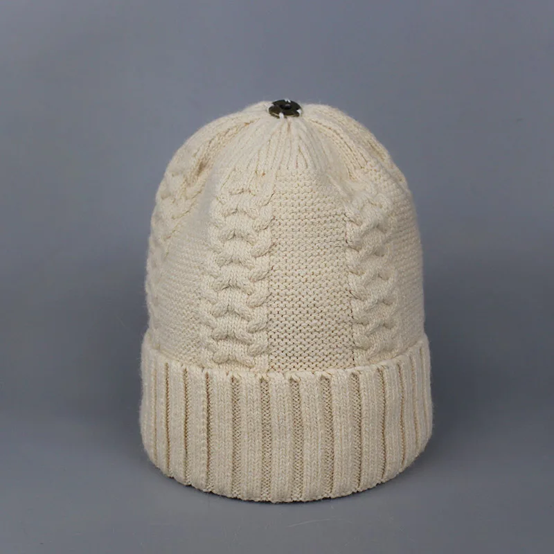 Hat Beige Натуральный мех енота помпонами вязаная шапка мяч Beanie зимняя шапка для женщин Девушки Шерсть Хлопок Skullies женский лыжный кепки - Цвет: Hat Beige