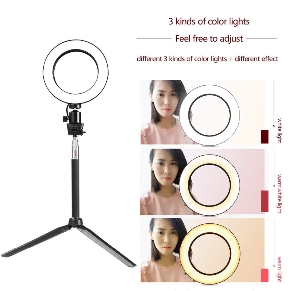 8 &quotDimmable 5500K LED кольцо свет комплект с подставкой для макияжа телефона камеры
