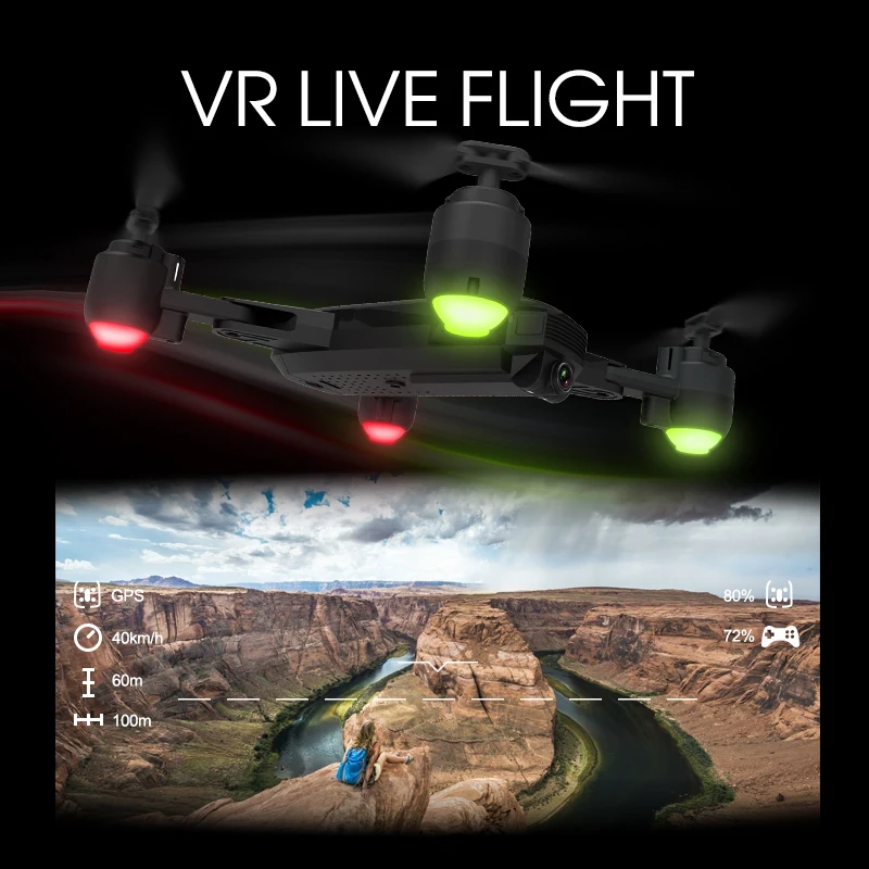 SHRC H1 Дрон WIFI 720P камера FPV 18 мин Время полета 5G GPS Follow Me режим складной ударопрочный