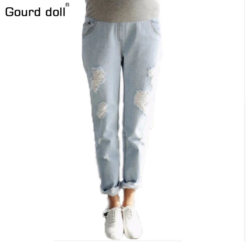 Gourd Doll для беременных джинсы потертые Штаны для беременных женщин с эластичной резинкой на талии джинсы для беременных Одежда для беременных женщин