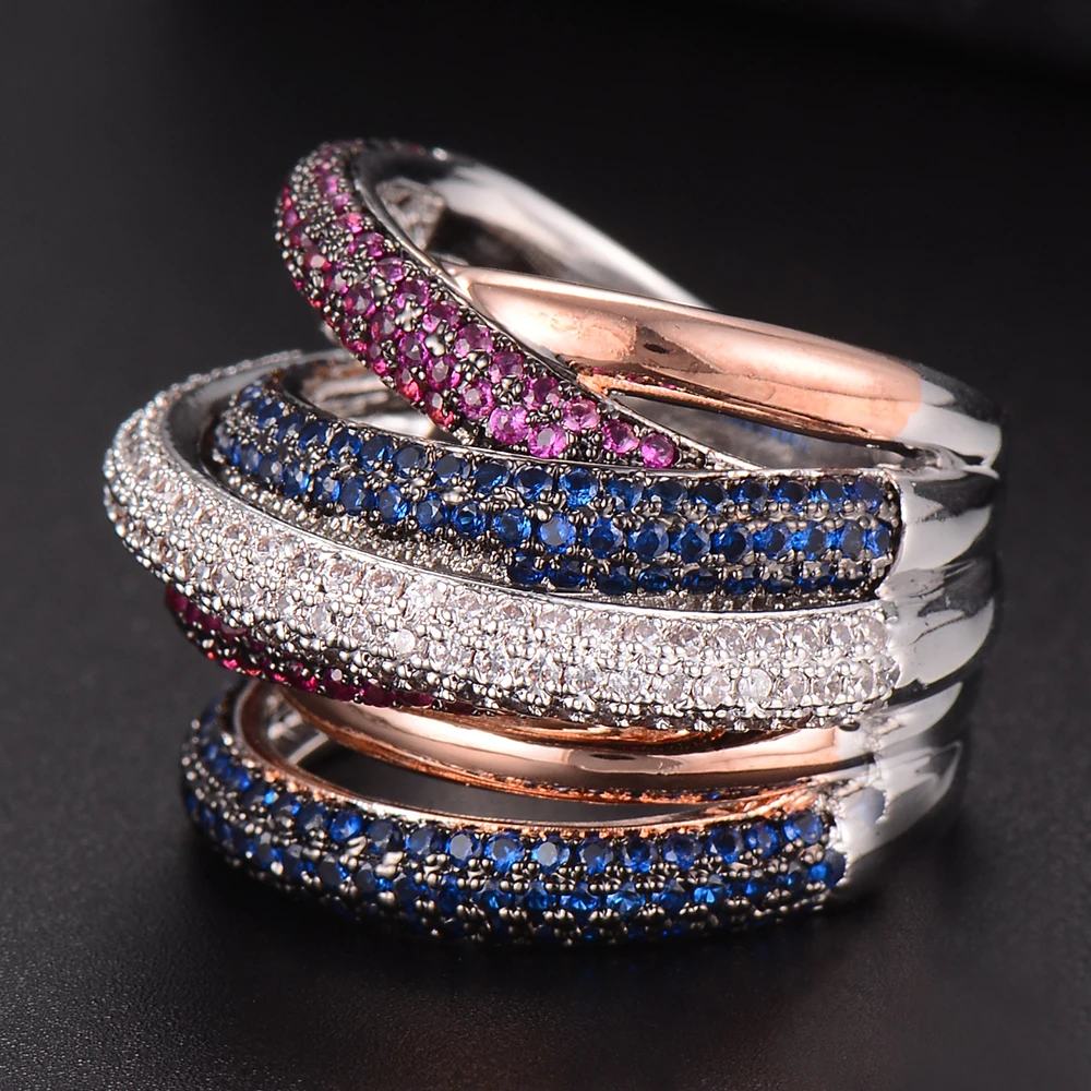 Женское кольцо SISCATHY роскошное с геометрическим узором и фианитами свадебные