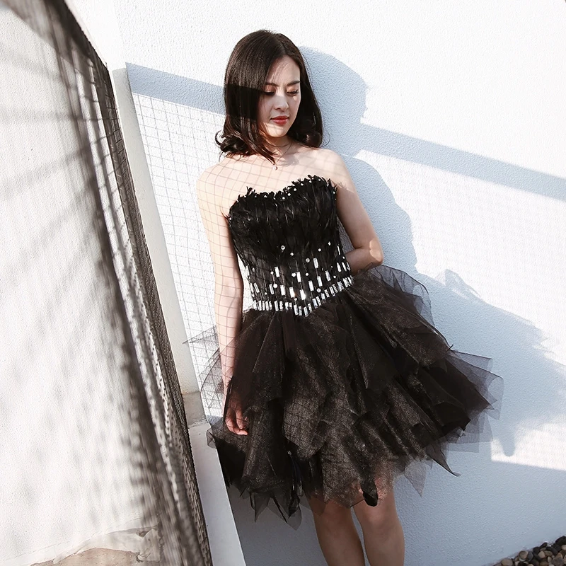 Robe de soiree сексуальное черное бальное платье принцессы без бретелек вечерние