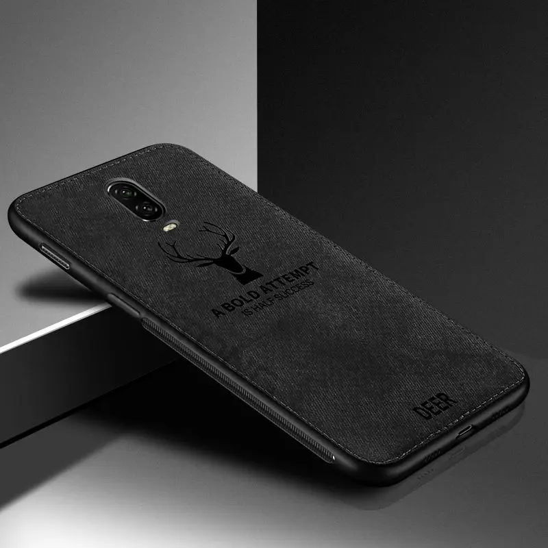Мягкий ТПУ тканевый холщовый чехол с рисунком оленя для Oneplus 6 1 + защитный 6T 6t