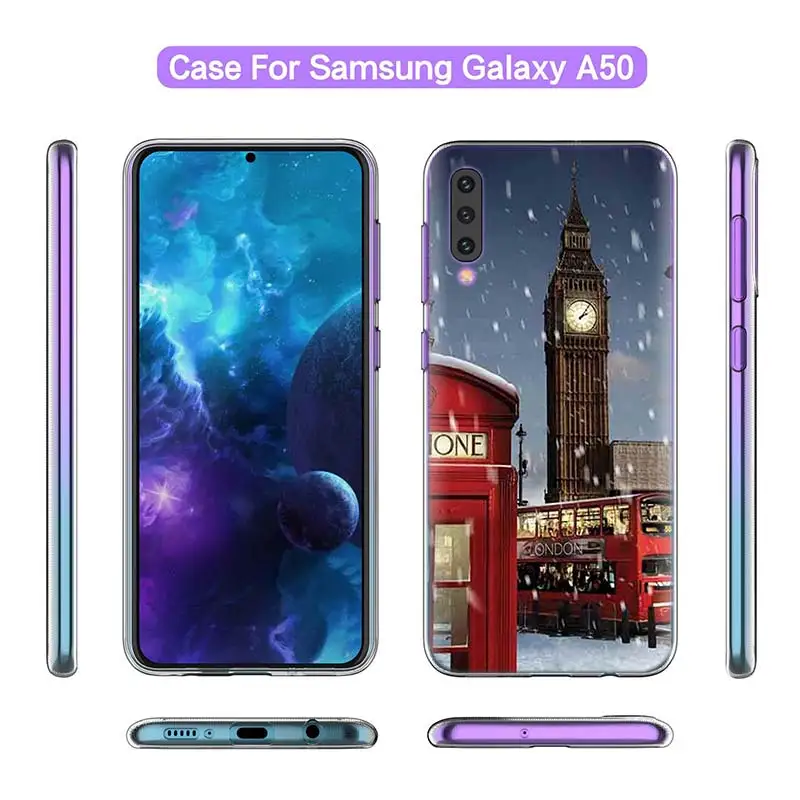 Модные лондонского городского Эйфелева чехол для samsung A50 A70 A60 A40 A30 A20 A20e A10 M30 M20 M10 A7 A9 силиконовый чехол для телефона из ТПУ с принтом "