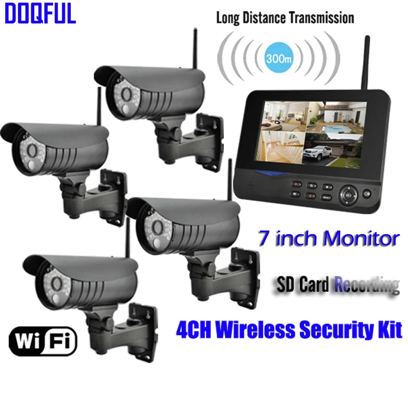 Новый 7 &quotЖК монитор система камер домашней безопасности беспроводной Quad SD