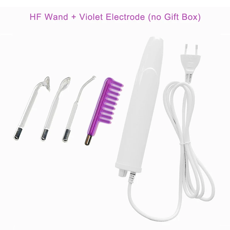 Violet Electrode 4 в 1 высокочастотное средство для удаления кожи лица Уход за лицом спа салон прибор для лечения акне+ 1 ЕС адаптер Glaselektrode - Цвет: Violet Electrode