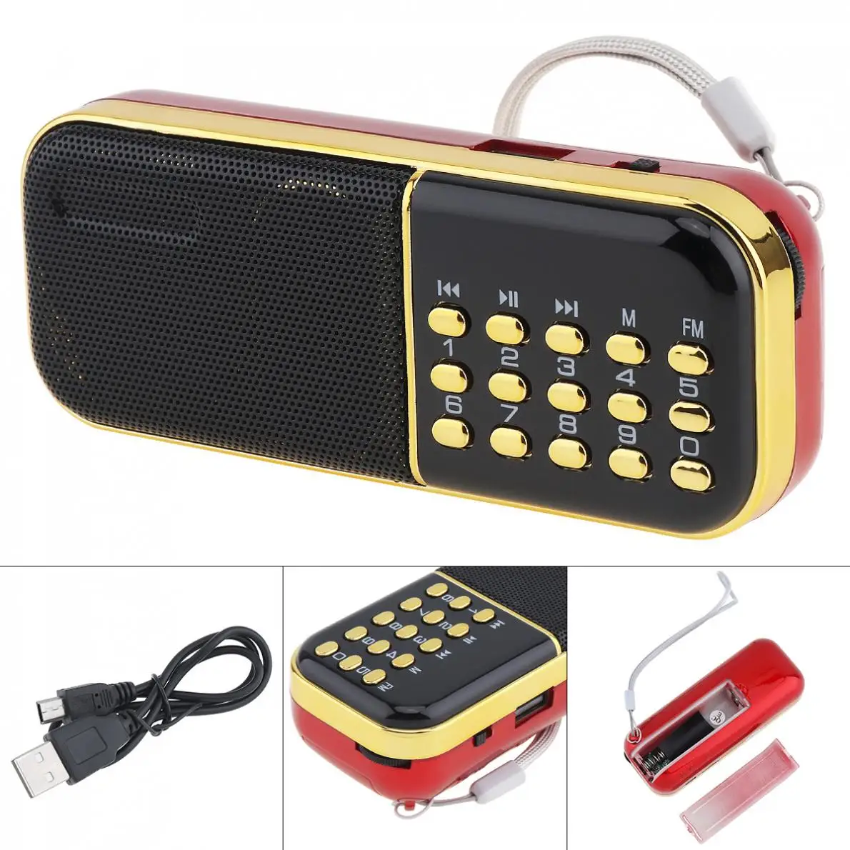 Портативный мини динамик E28 с аудиокартой FM радио USB зарядным устройством разъем