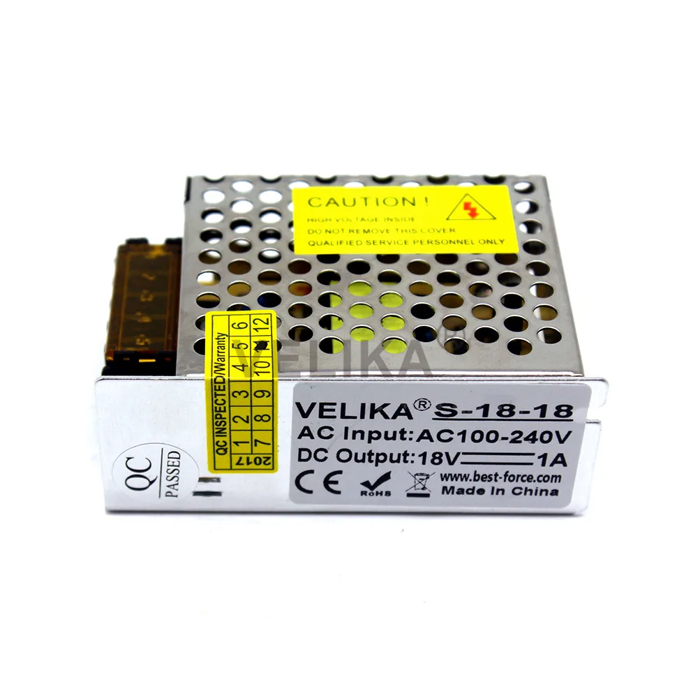Одиночный выходной источник питания dc 18V 1A 18W Импульсный драйвер адаптера