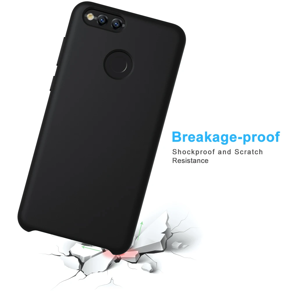 Nuomaofly Liquid Silicone Case Smooth Rubber Back Cover Microfiber Cloth Lining Phone Cases For Honor 7 X / Huawei 7X |