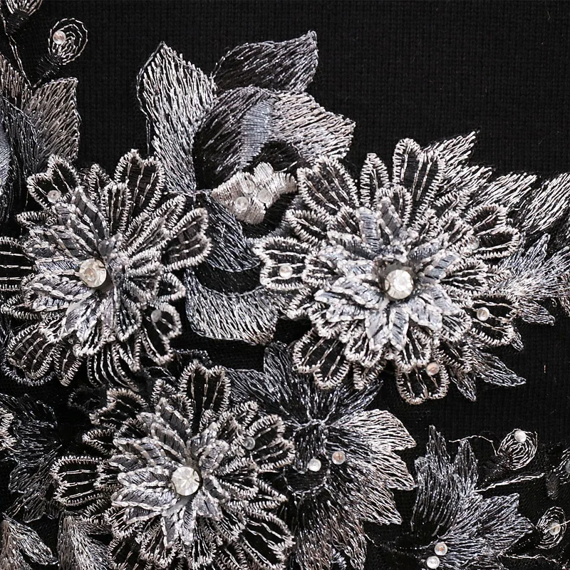 Женский вязаный костюм ALPHALMODA цветочный с 3D цветочной вышивкой джемпер и брюки на