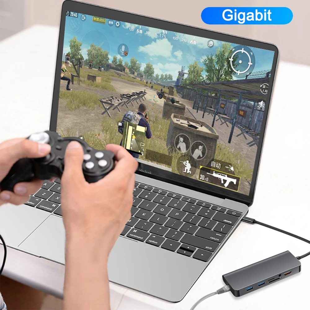 8 in 1 USB 3.1 Type C HUB to 4K HDMI 3.5mm Audio RJ45 Gigabit Ethernet Adapter with PD Charging SD TF Card Reader | Компьютеры и офис