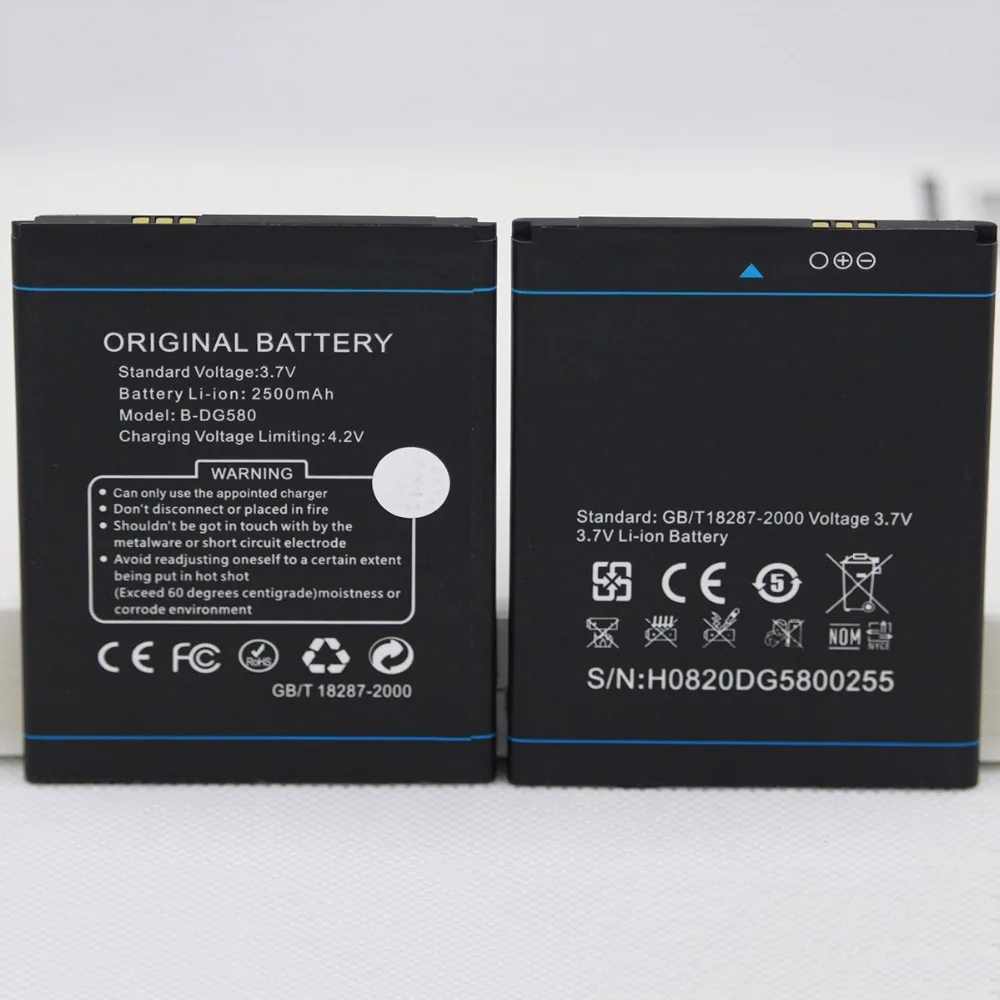 

10pcs/lot Mobile Phone Battery B-DG580 For DOOGEE KISSME DG580 3.7V 2500mAh B DG580 lithium CellPhone replace Battery