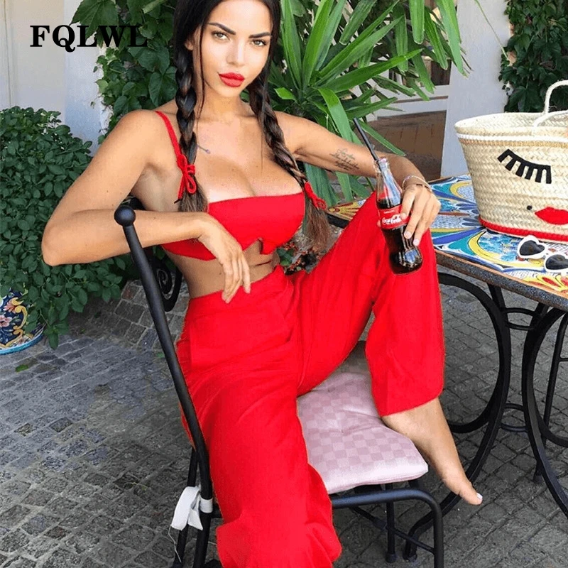 Женский Облегающий комбинезон FQLWL желтый красный без бретелек комплект из двух