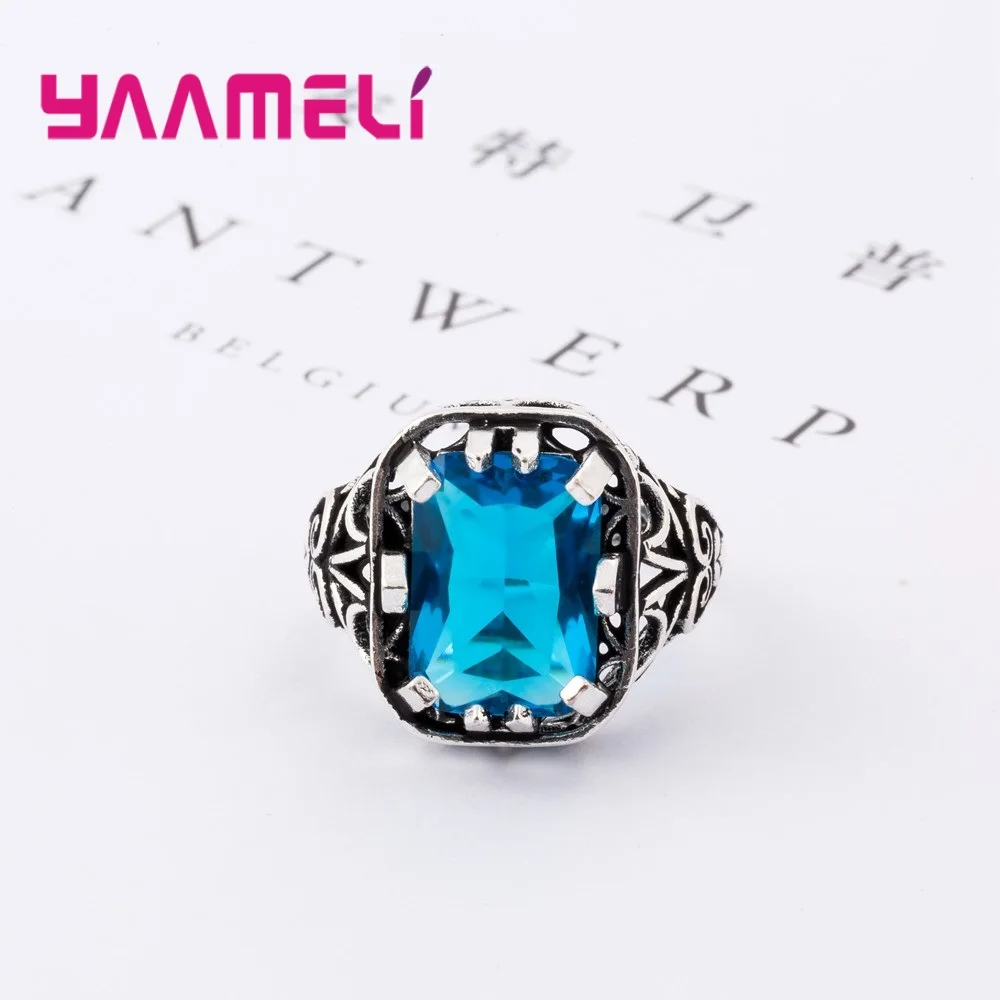 Мужское кольцо из серебра 100% пробы с квадратным фианитом|Кольца| |