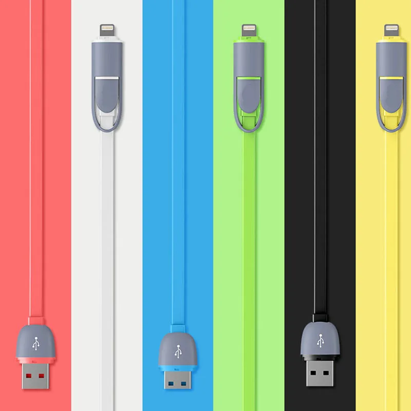 2 в 1 Алюминиевый Кабель Micro Usb М Зарядки Мобильного Телефона Кабели для iPhone 6 5S 5