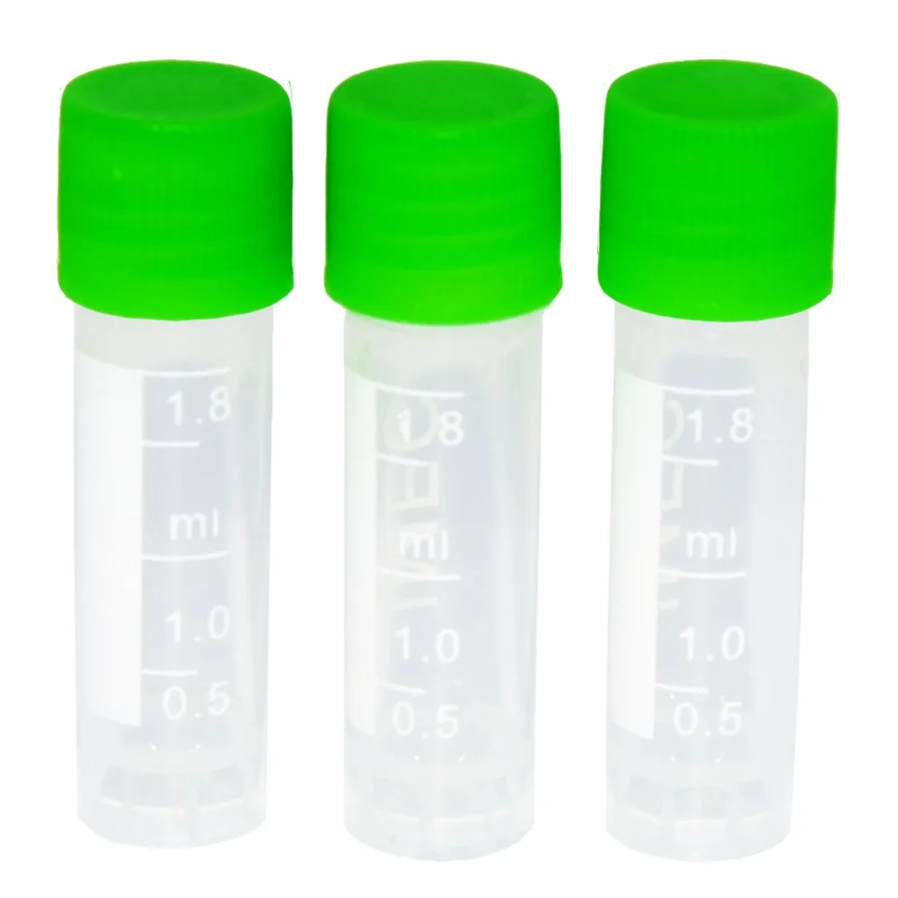 100 PCS  Clear Plastic Test Tubes Centrifuge Tubes 1.8ml Science Lab Microcentrifuge Tubes (Green)