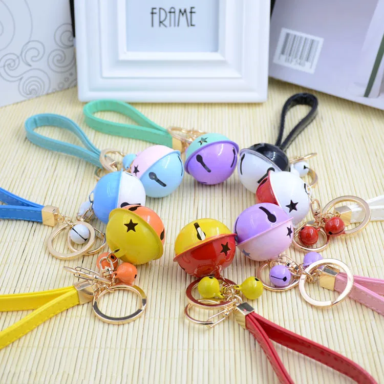 Брелки с подвеской в виде колокольчика кожаные золотистые разные цвета|charm