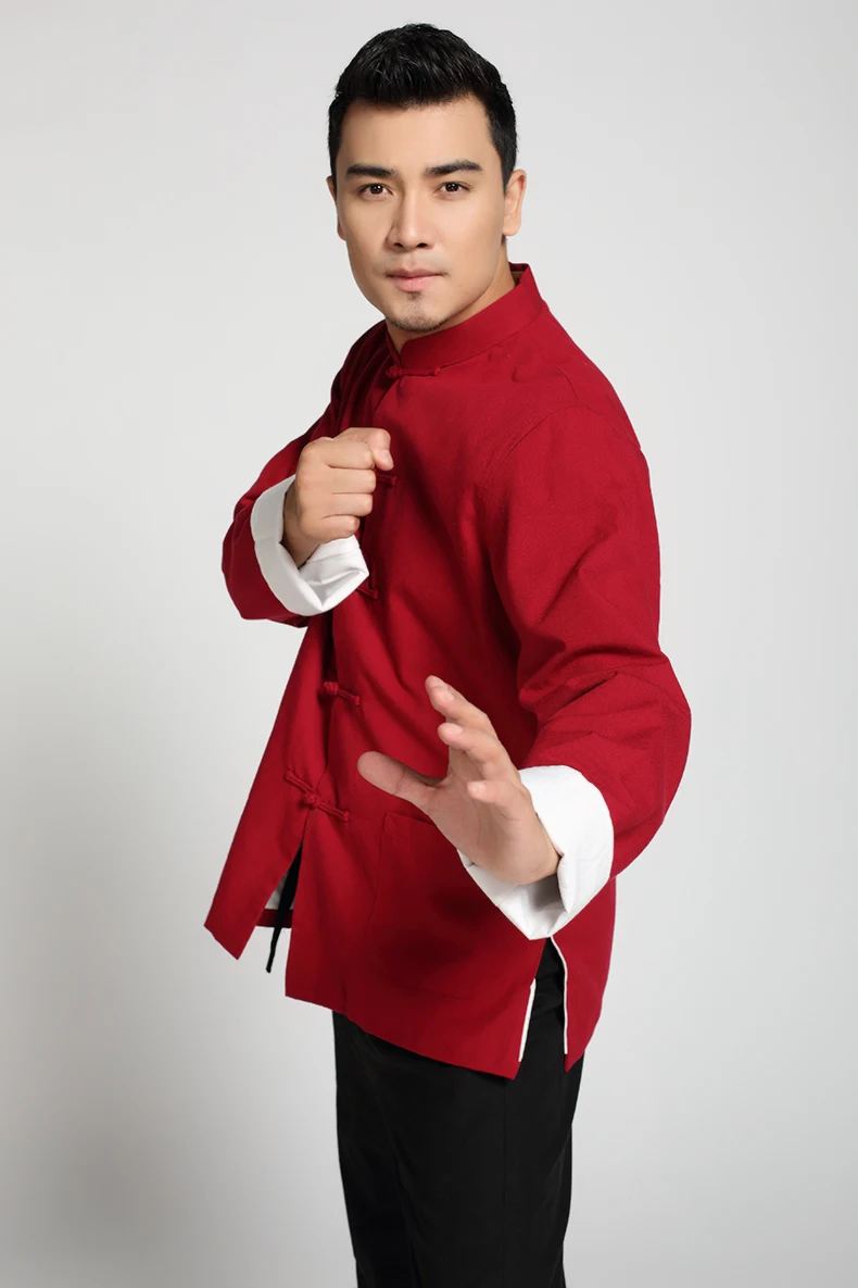 Серый длинный рукав Традиционный китайский куртка 100% хлопок kunt фу форма Wing chun