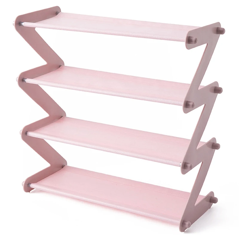 Light Pink Простая сборная полка для обуви из нержавеющей стали, сохраняющая пространство, тапочки на высоком каблуке, для дома, общежития, складывающаяся, многослойная, для хранения - Цвет: Light Pink