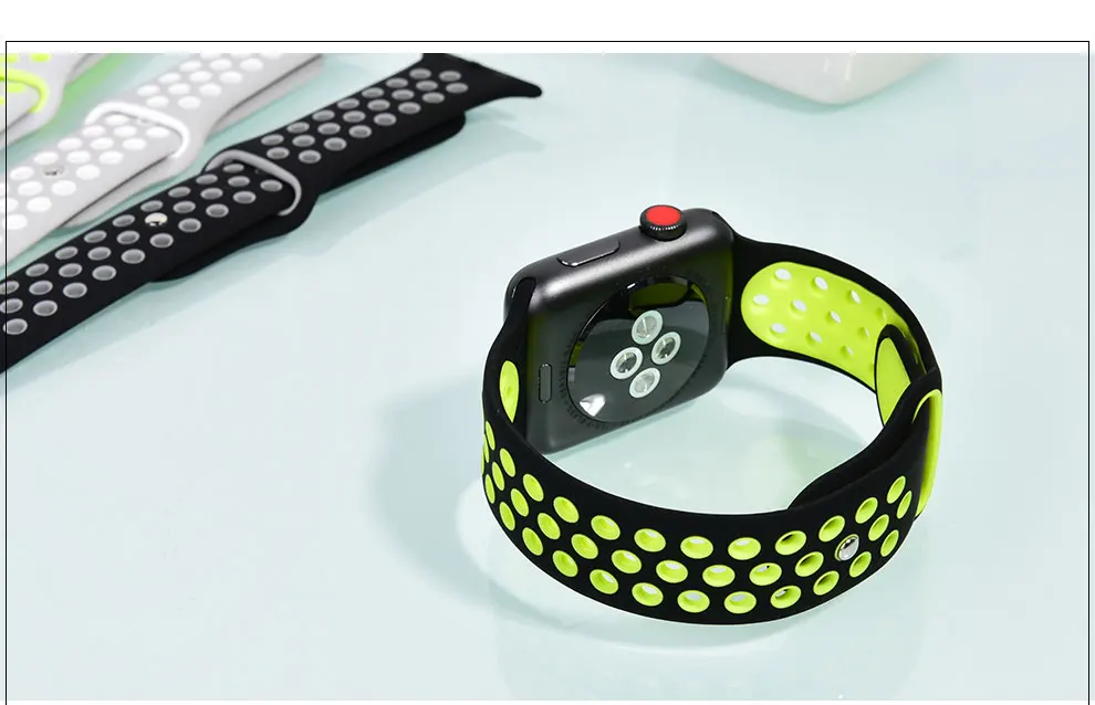 Ремешок для Apple Watch, 44 мм, 40 мм, 42 мм, 38 мм, iwatch series 5, 4, 3, 2, 1, спортивный силиконовый браслет, ремешок для часов, аксессуары для часов