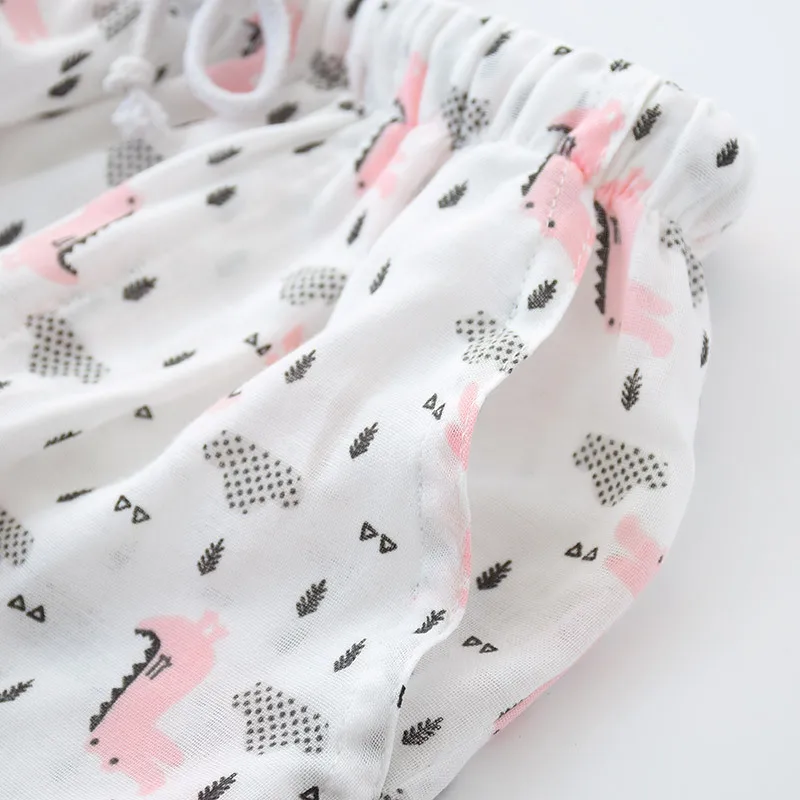 Женские пижамные штаны из 100% хлопка двухслойные тонкие летние свободные для