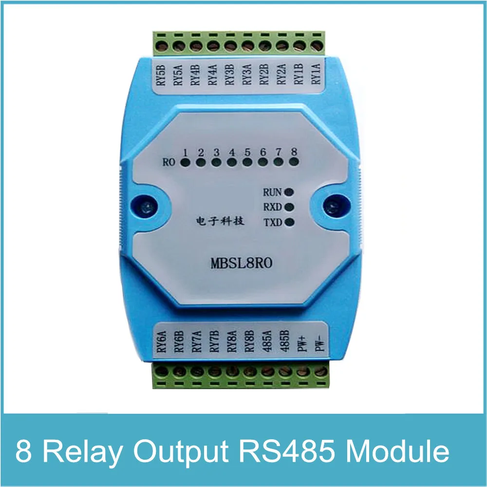8-канальный модуль 8 каналов релейный выход изолированный RS485 Modbus RTU протокол