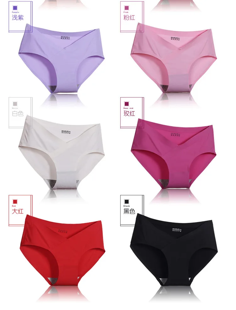 100 pcs Women's Panties Sexy Seamless Briefs Non-trace Ice Silk Low Waist Pure Muti Color Lingerie Thong Underwear M L XL