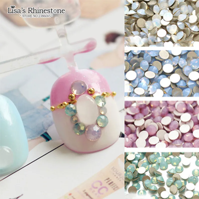 SS6 SS12 белый/синий/зеленый/розовый опал плоская задняя крышка для дизайна ногтей