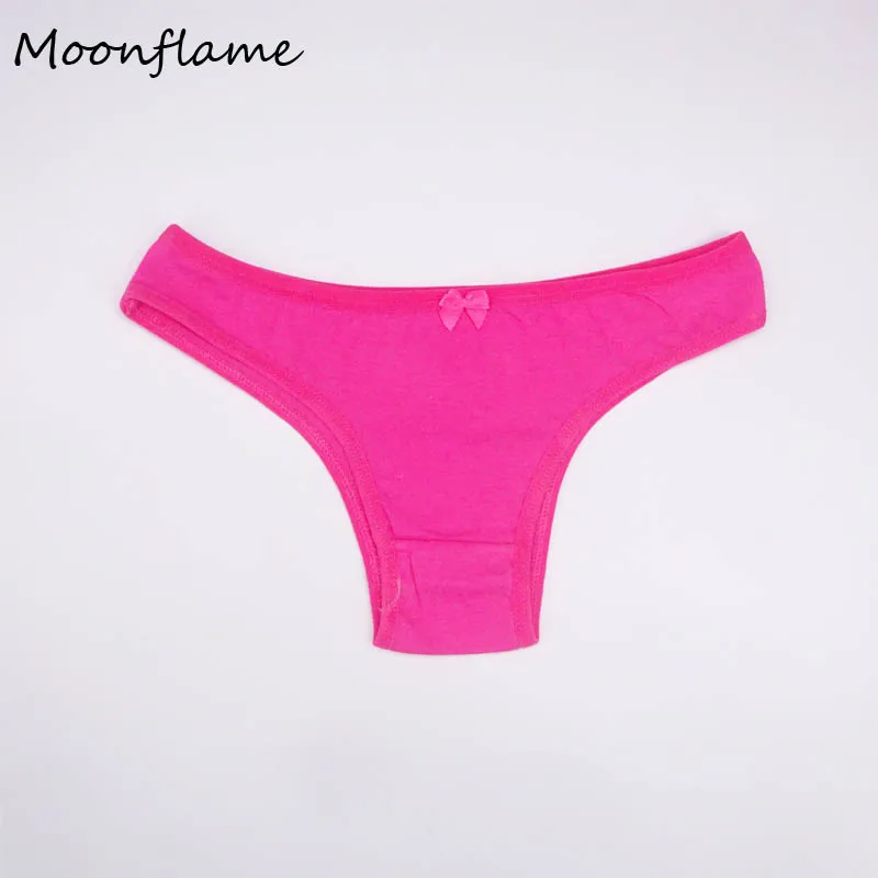 Moonflme 5 шт./лот 6 сплошной цвет хлопок женские бикини стринги Нижнее белье 86378