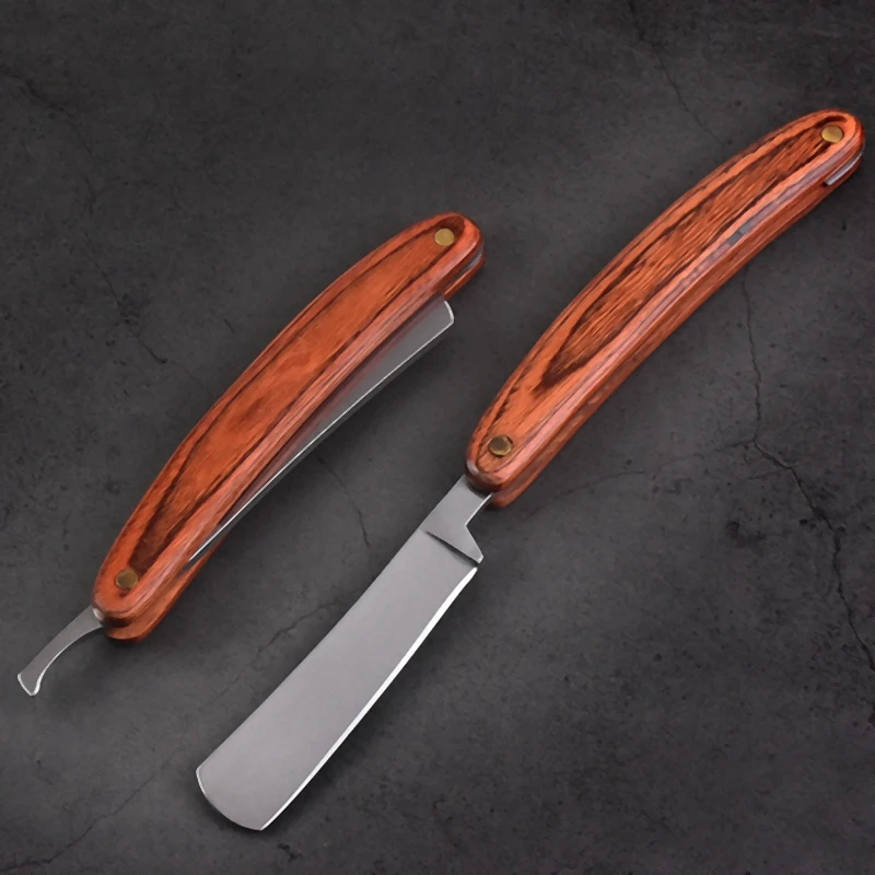 Vintage Old Style Straight Edge Steel Barber Razor Folding Shaving Knife Hair Removal Tools Wood Handle | Красота и здоровье