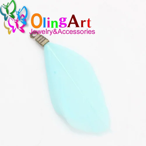 OlingArt, натуральные перья, разноцветные, 35 мм, 10 шт./лот, бронзовые металлические зажимы, сделай сам, ожерелье, серьги, ювелирное изделие, ремни, подвески - Цвет: 35MM 10PCS 005 QT