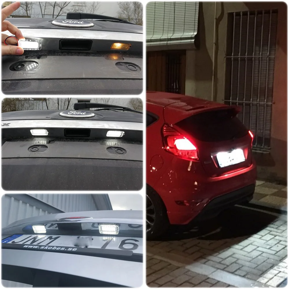 Светодиодная лампа Canbus для номерного знака без ошибок Ford Fiesta Mondeo MK4 Kuga Galaxy S-max C-max