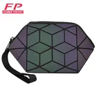 Косметичка женская, с геометрическим рисунком, светящаяся, на молнии