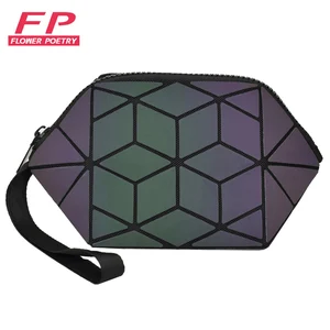 Косметичка женская, с геометрическим рисунком, светящаяся, на молнии